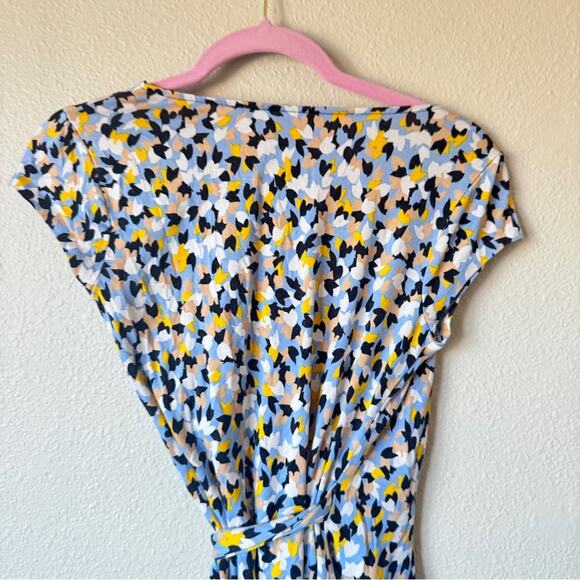 Diane Von Furstenberg Blue Yellow Floral Silk Wrap Dress Womens 2 Kye Mini - Picture 4 of 8